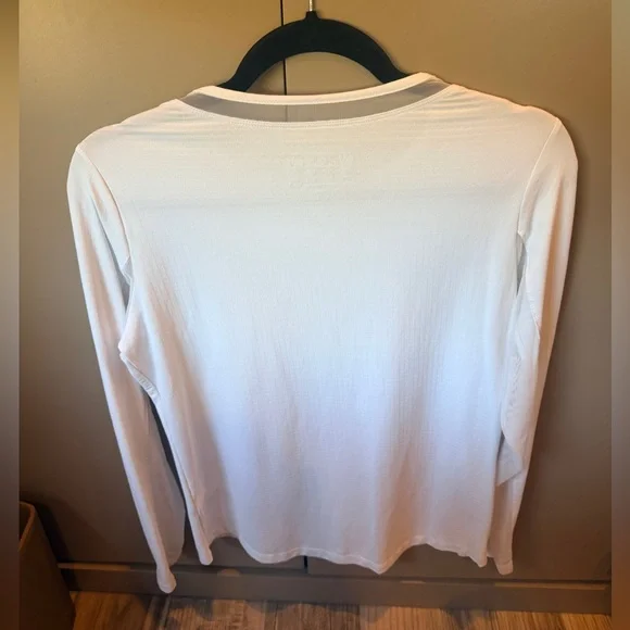 IBKUL Women's Long Sleeve White Inlay Crew Neck Top - Picture 5 of 8